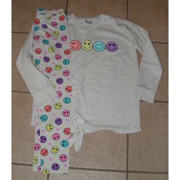 TCP Girls Sz XXL (16) Smiley Face Lightweight Sweatshirt & Leggings 2 Pc Set NEW - Picture 1 of 5